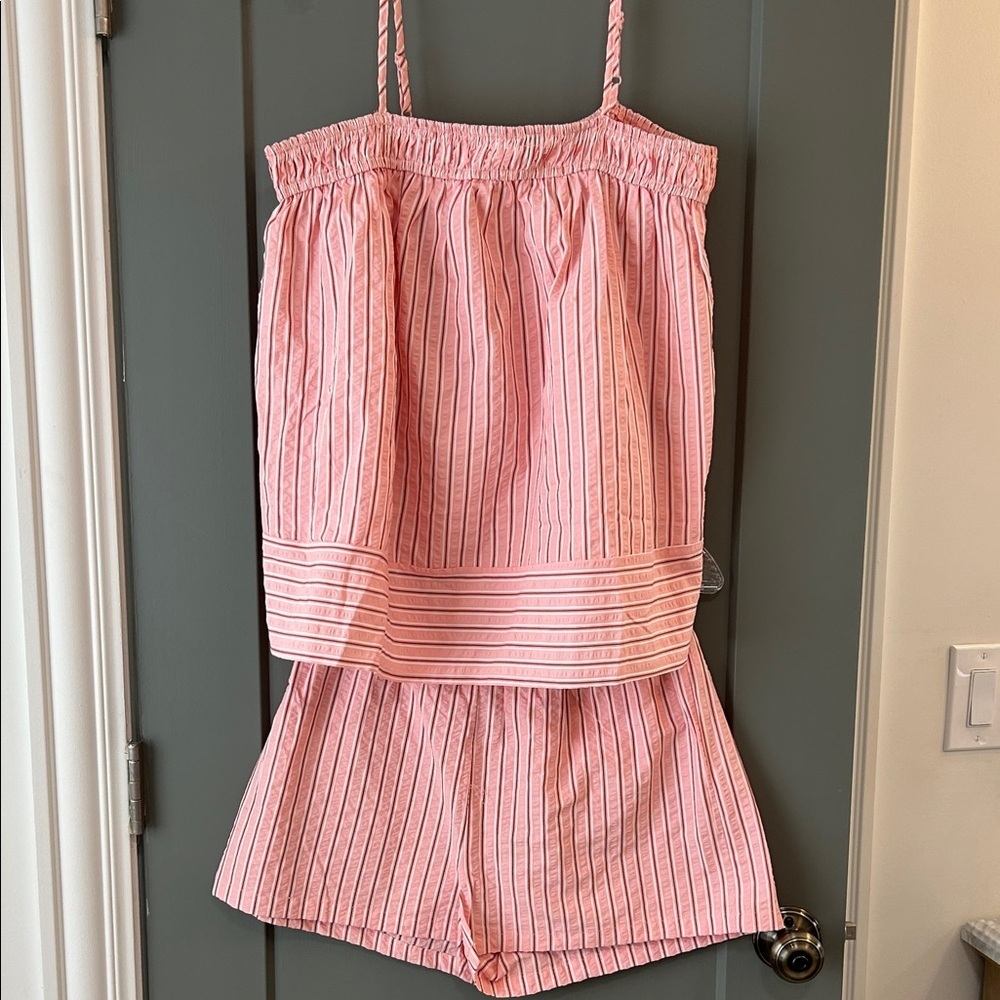 SHEIN Pink Striped Sleeveless Top and Shorts Set size large